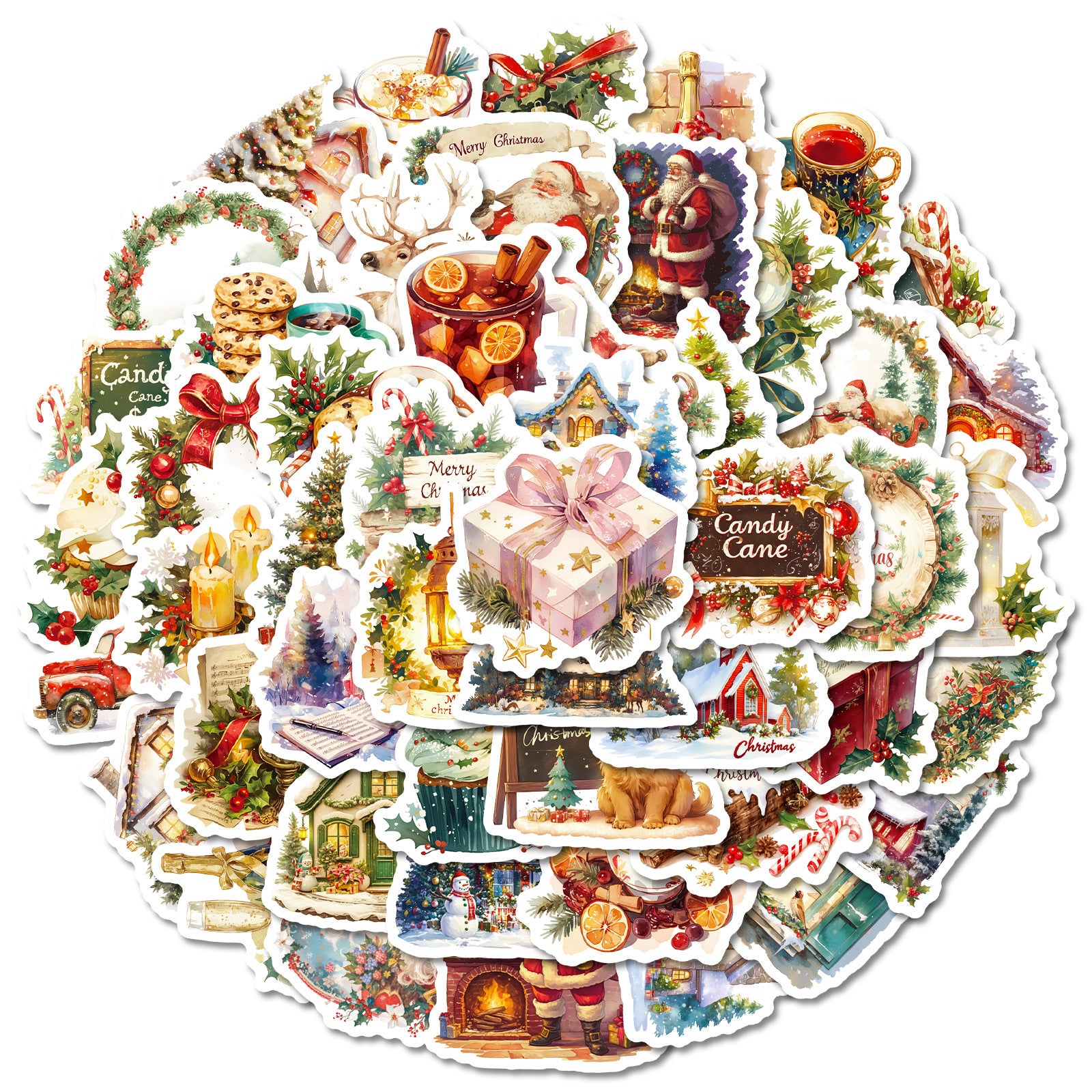 Wholesale 50PCS/PACK Christmas cartoon graffiti stickers warm candle DIY stickers